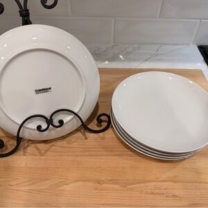 Crate & Barrel Mercur White Porcelain Salad Plates, Round, 8.5" Set of 6
